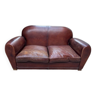 Canapé cuir vachette authentique 1950