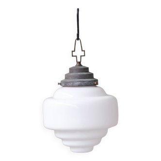 Stepped Glass Opaline Pendant Light