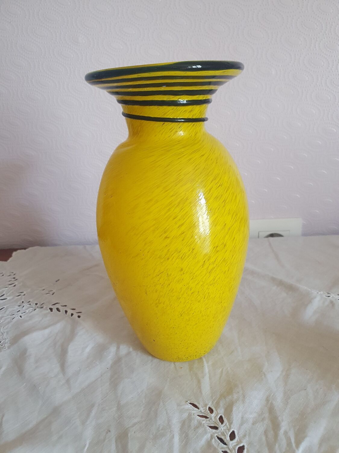 Vintage speckled glass vase from the 50s 60s