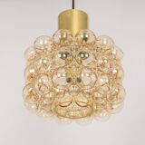 Large amber bubble glass pendant by Helena Tynell for Limburg, Germany, 1970s.