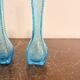 Antique Pair of Soliflore Vases Moulded Pressed Glass Blue Opaline Sapphire 19th Century