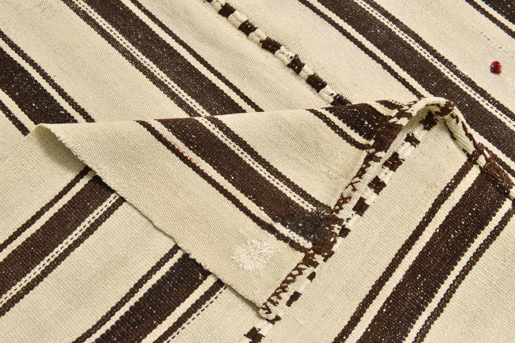 5x7 Cream & Brown Kilim Rug, 157x225Cm