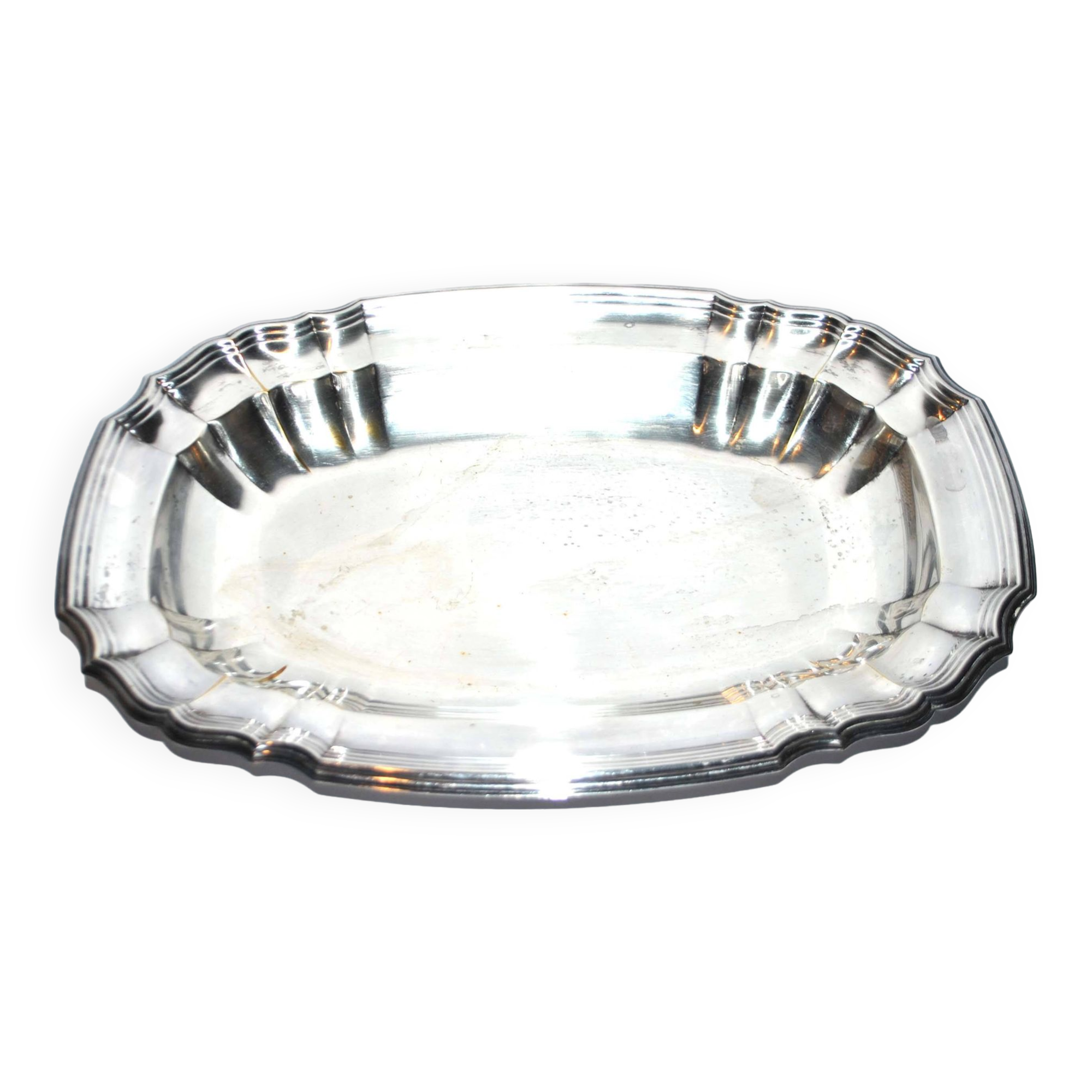 WMF Oval dish vintage tray in silver metal - scalloped net model 34cm