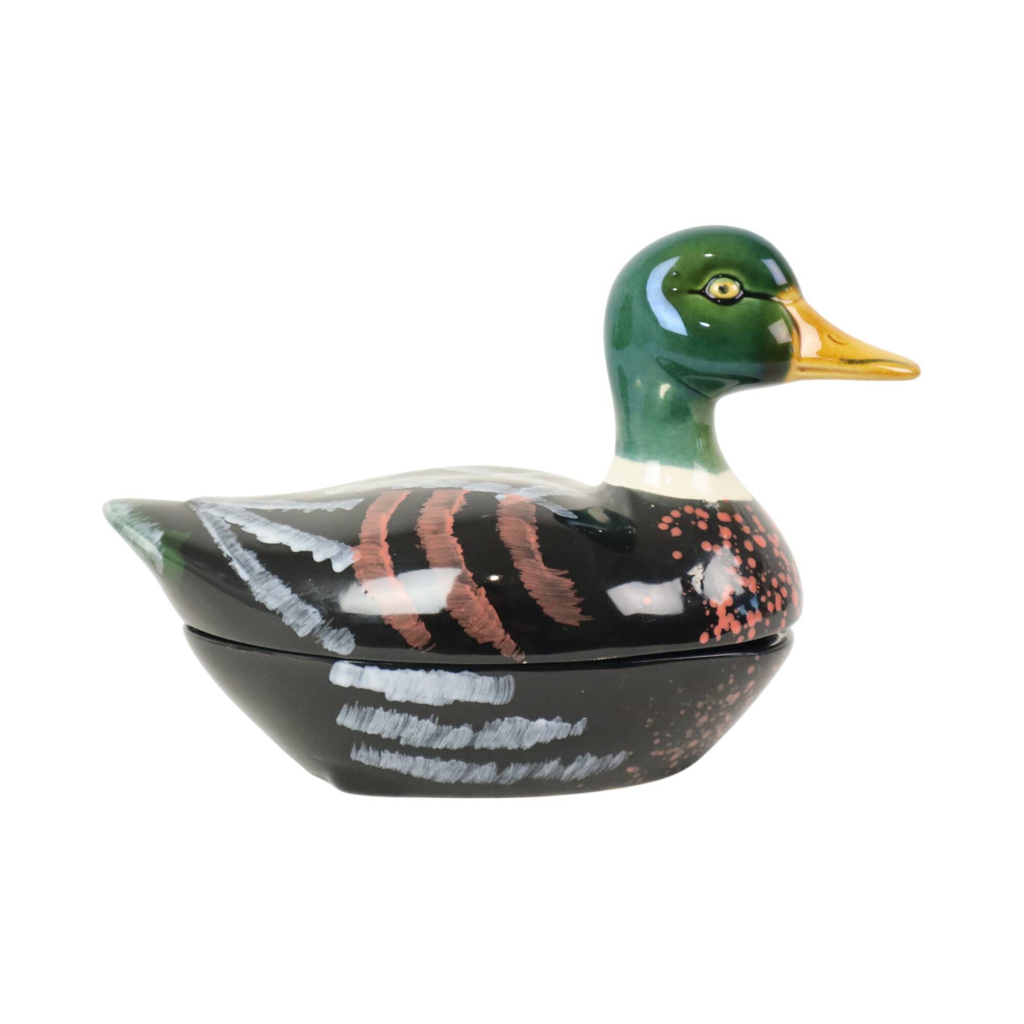 Sixties Michel Caugant Duck Terrine Pate Mold Glazed Earthenware