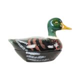 Terrine canard en terre cuite émaillée par Michel Caugant, années 60