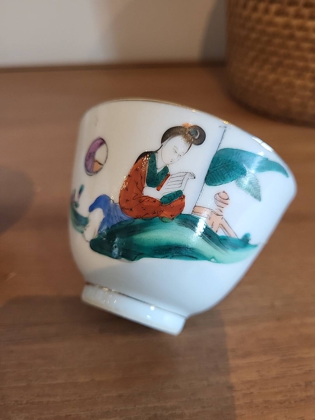 Vintage tea set and basket