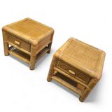 2 x Bamboo night stands / side tables / 1980s