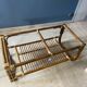 Vintage rattan and glass coffee table