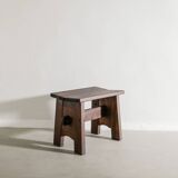 Vintage Swedish Dark Wooden "Berga" Pine Stool by David Rosén, 1930s