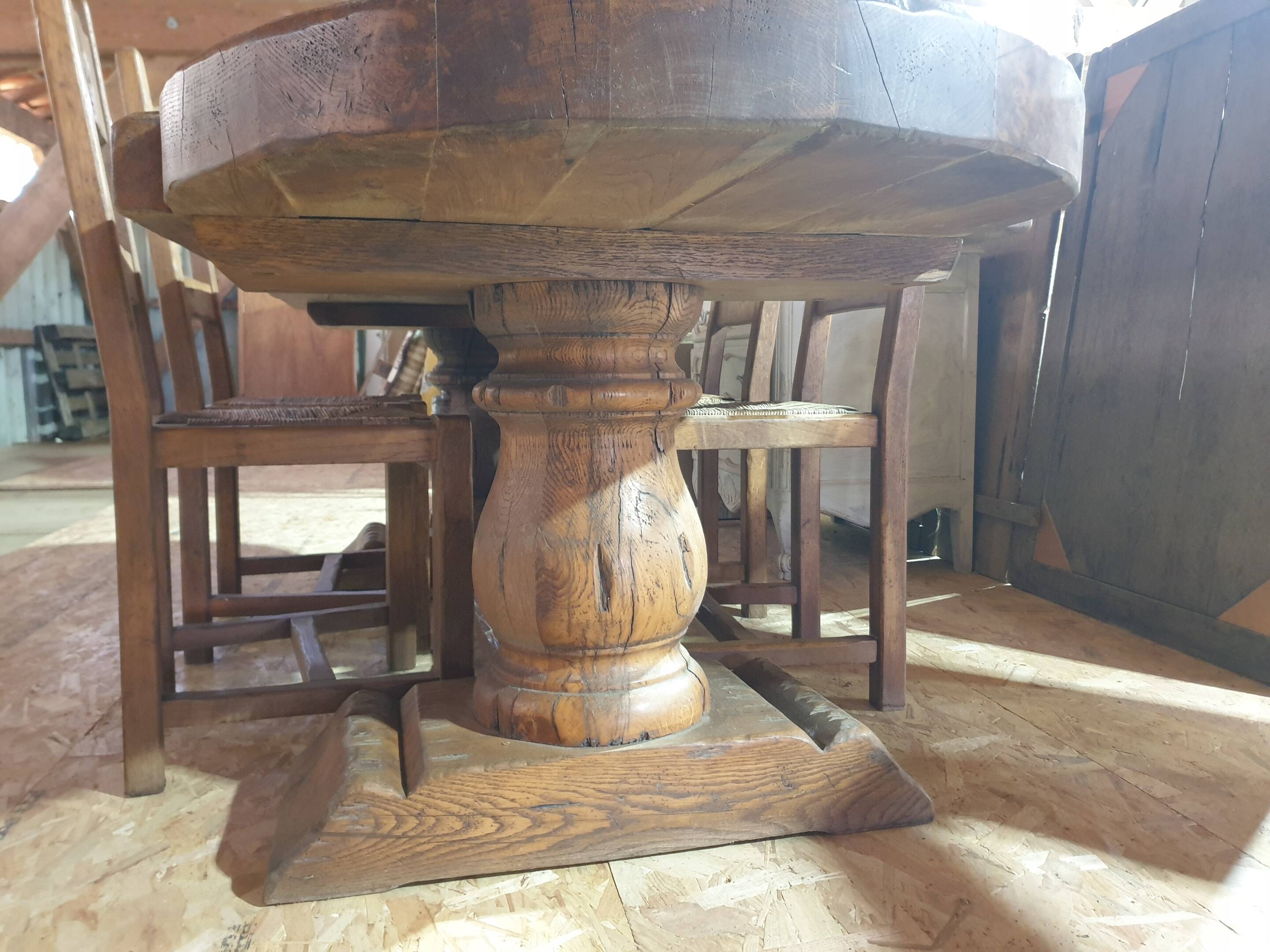 Monastery table with Occitan cross + 4 chairs - 20th century