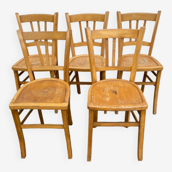 Set of 5 yellow bistro chairs