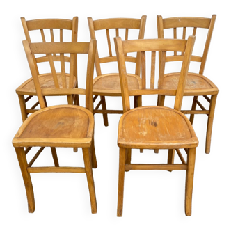 Set de 5 chaises bistrot jaune