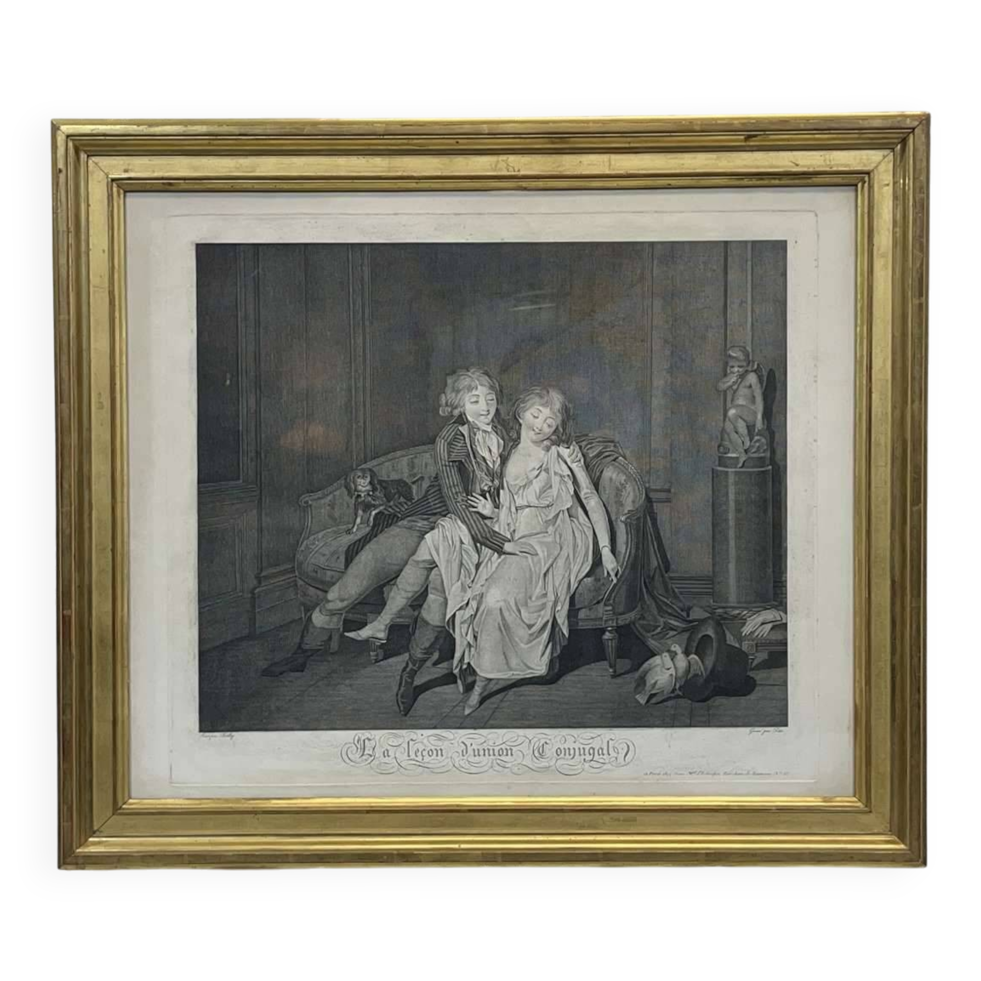 Gravure 19ème d'après Boilly LA LECON D'UNION CONJUGALE