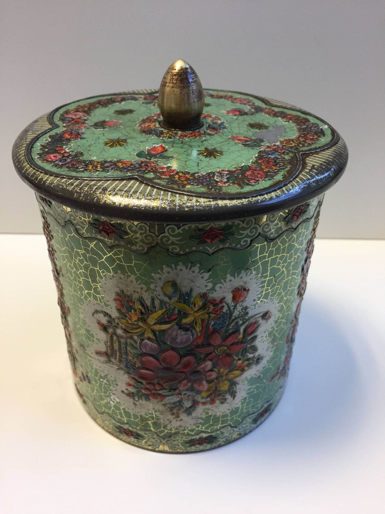 Vintage Tin Container Made in Holland 1950 Biscuit Box Candy Box