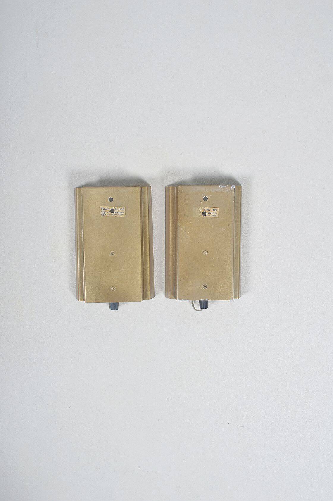 Set of Danish wall lamps Veega 1420 (yellow) by Claus Bolby for Cebo, 1960s