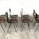 Set of 8 wenge wood chairs and gray green steel