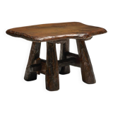 Rustic Hand-Carved Side Table, France, 19th Century