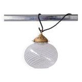 Glass and brass mid-century italian pendant light