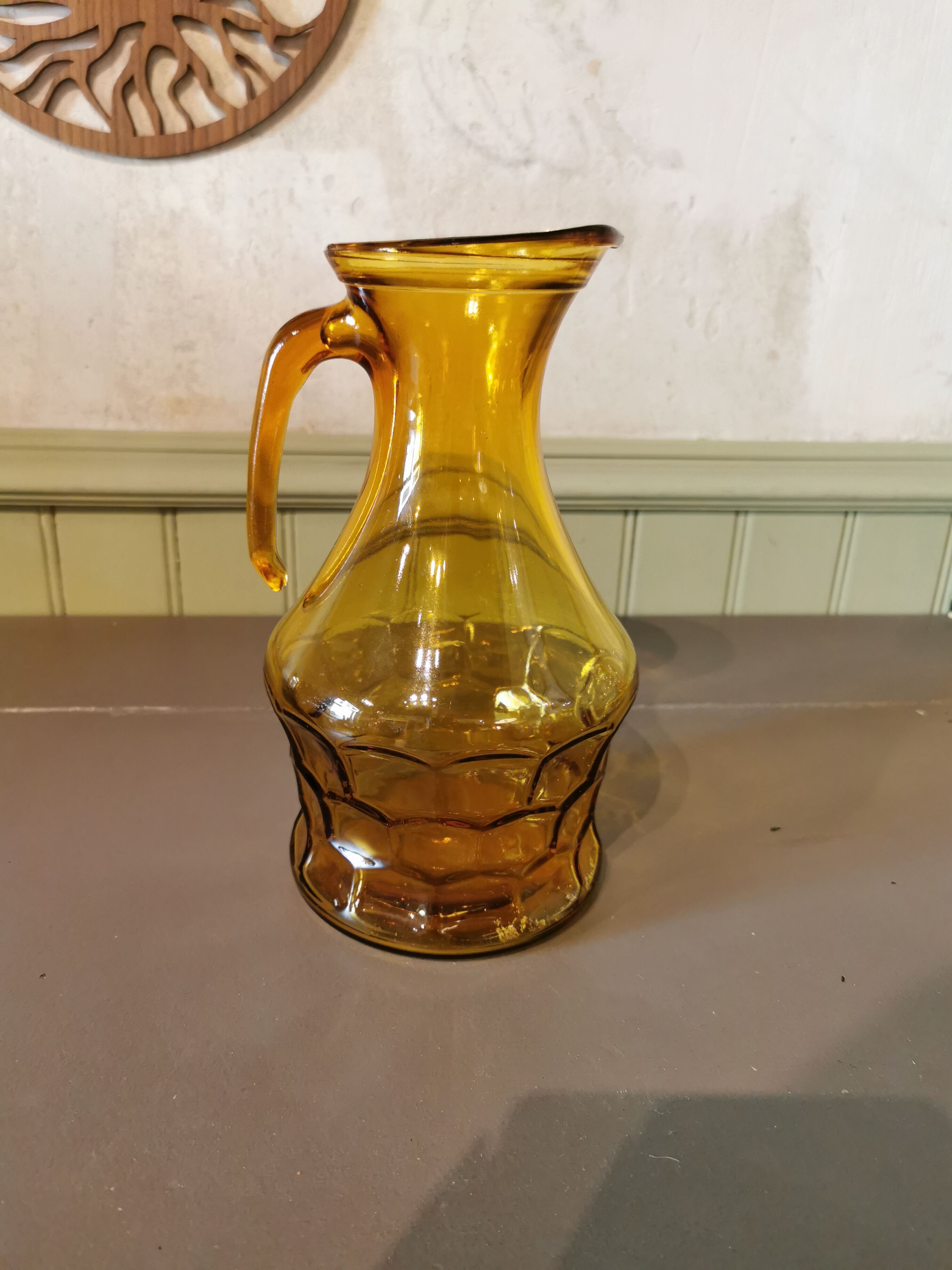 Vintage yellow glass pitcher