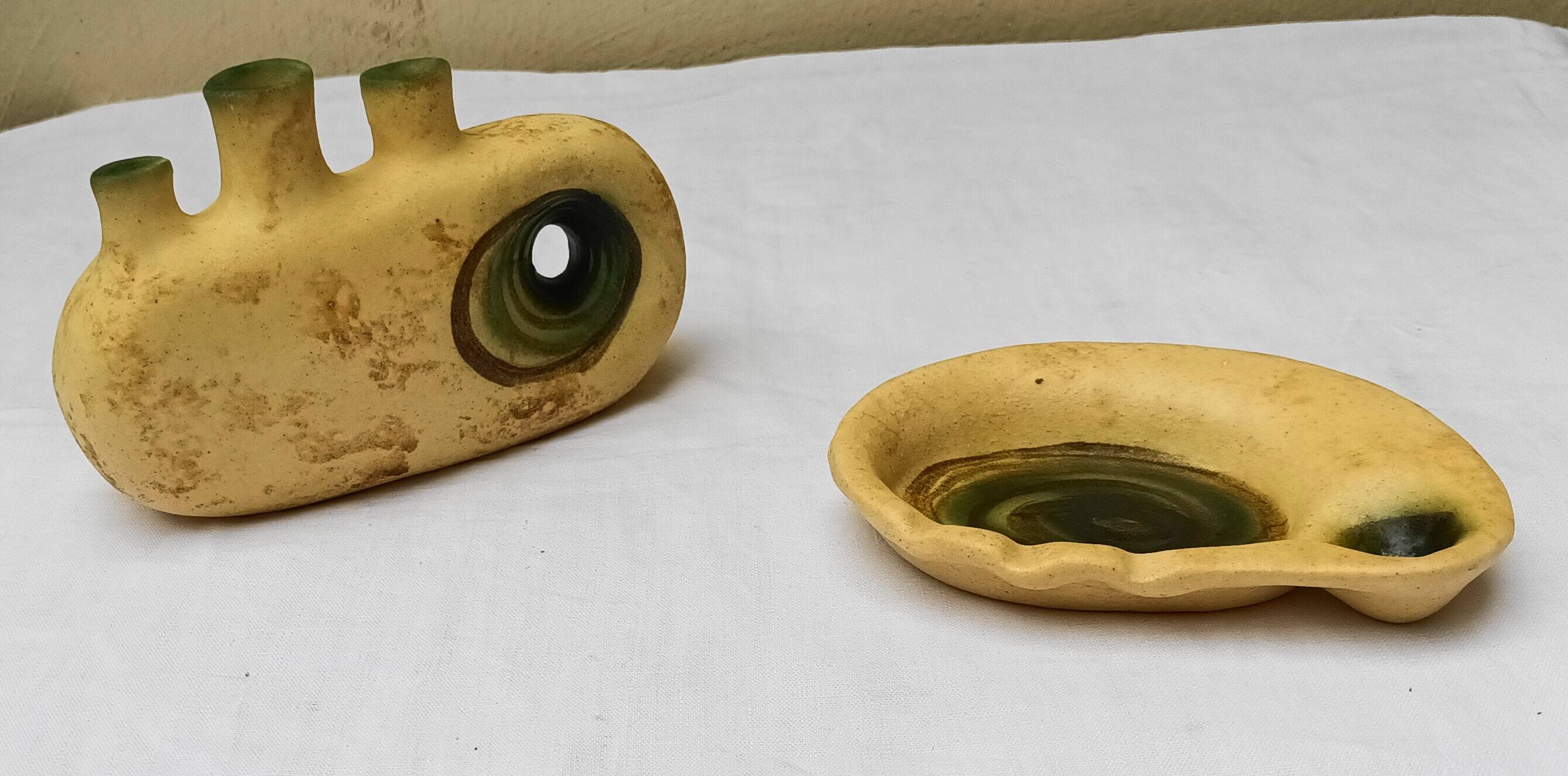 Set of 2 ceramic pieces by Nikos Dazelidis, 60s