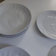White porcelain plates vintage fish motif - ocean cnd france