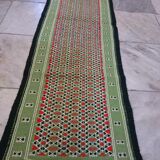 Green Berber kilim woollen carpet 55x205cm