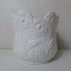 Pot cover in faience white vintage flowers