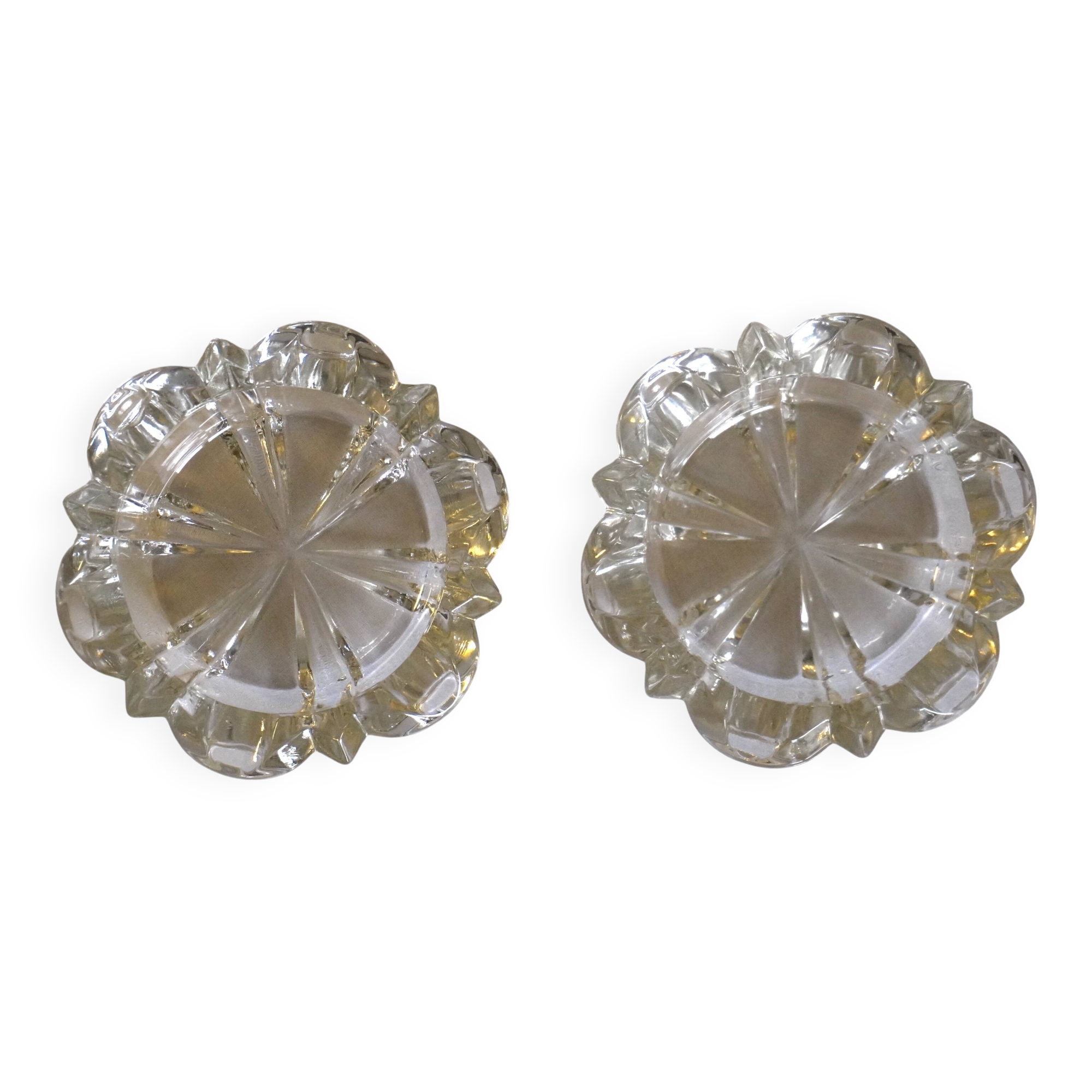 Set of 2 crystal ashtrays / pocket trays from Reims