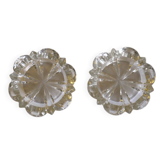 Set of 2 crystal ashtrays / pocket trays from Reims