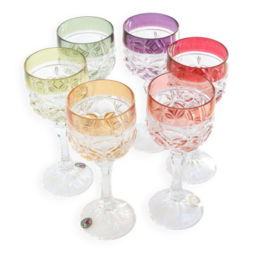 Mid-Century Hand Blown Crystal Wine Glasses from Hofbauer, Set of 6