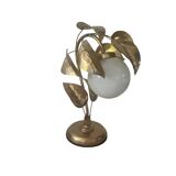 70s gold metal and opaline lamp