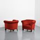 Paire de fauteuils en velours rouge, travail Art Déco, France, années 1920