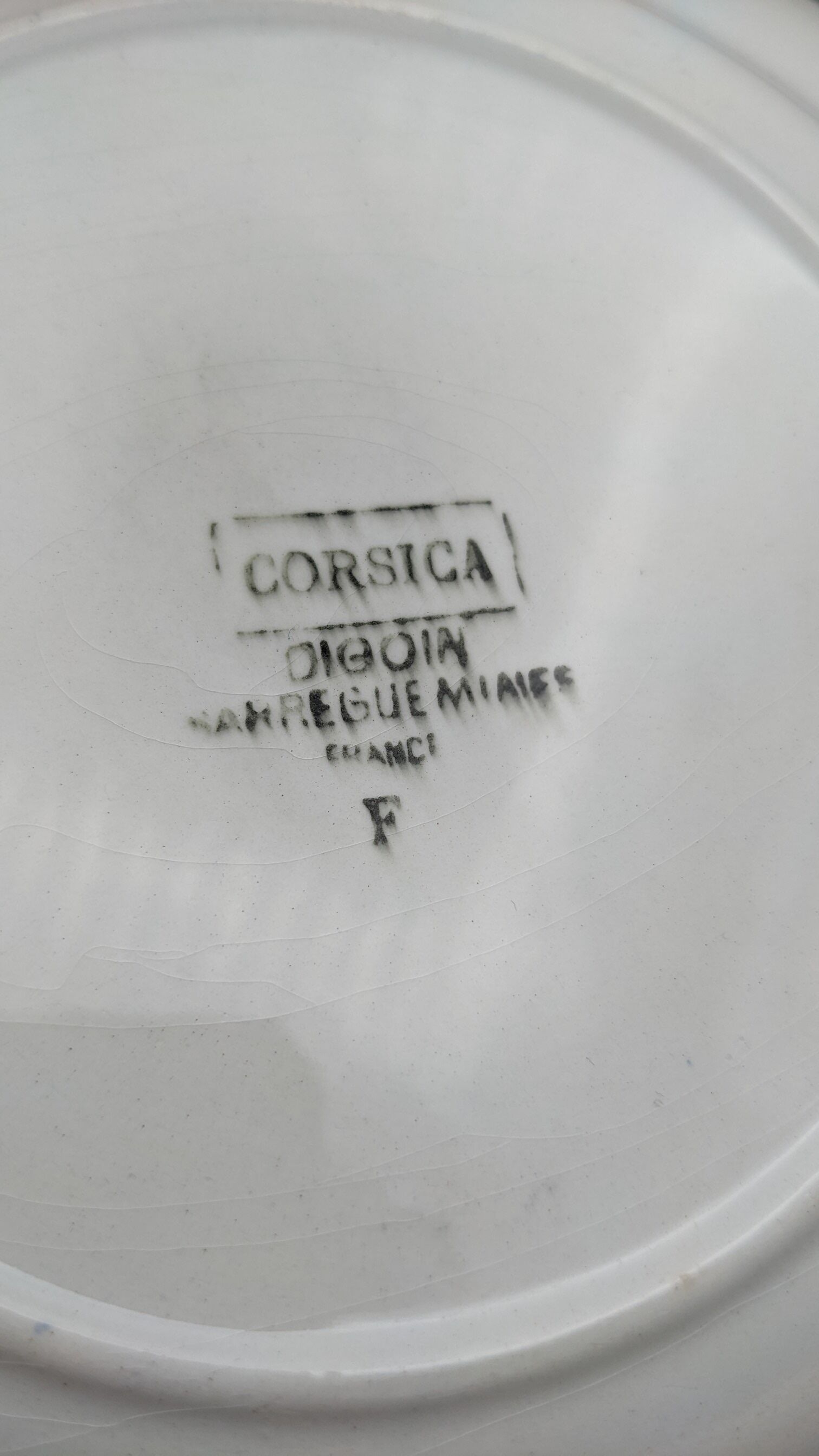 Series of 6 vintage art deco plates Digoin Sarreguemines Corsica blue flowers