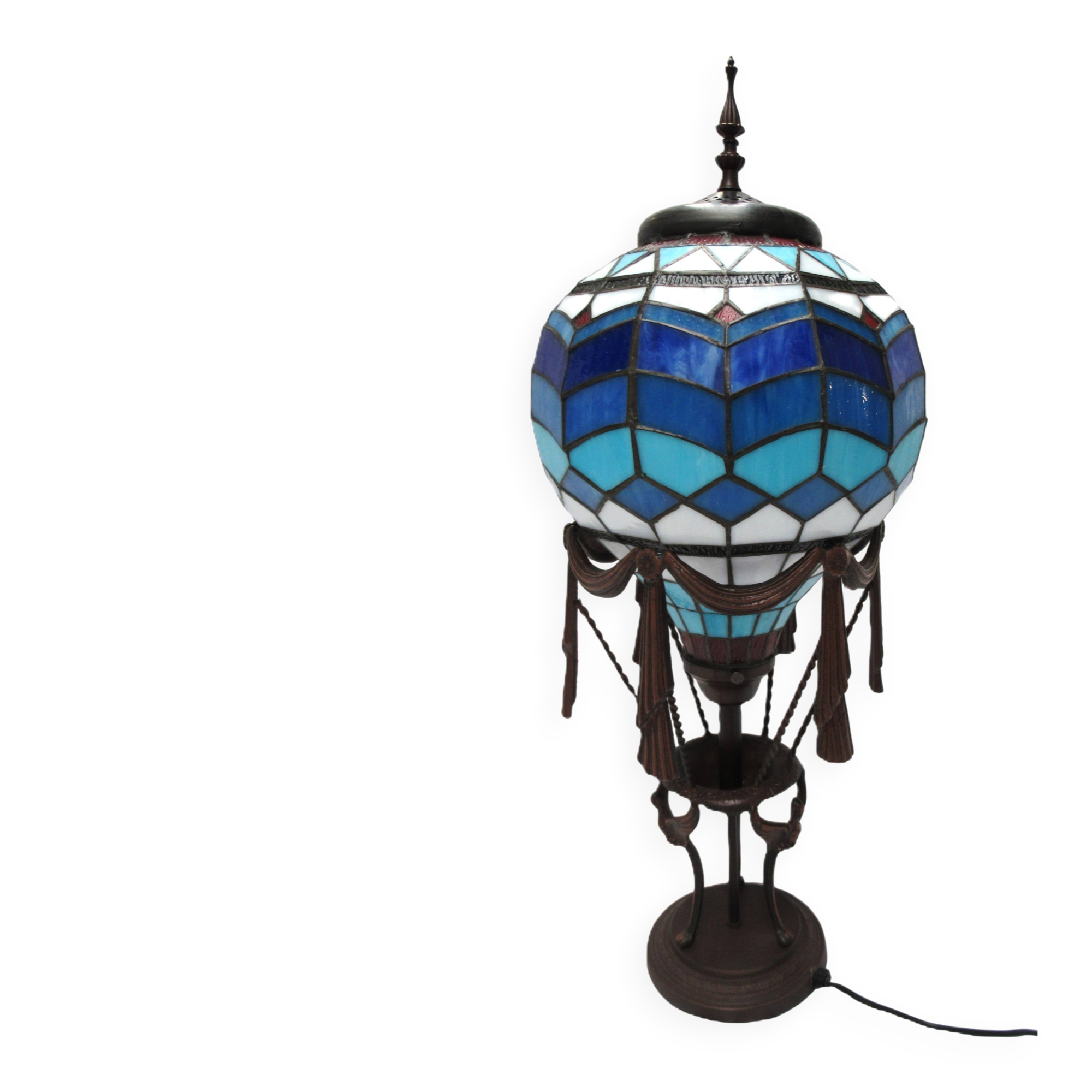 Tiffany-style stained glass table hot air balloon lamp