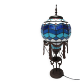 Lampe montgolfière de table en vitrail façon Tiffany