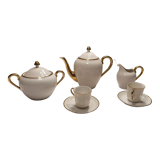 Ensemble petit-déjeuner porcelaine blanche et dorée
