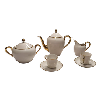 White and gold porcelain breakfast set