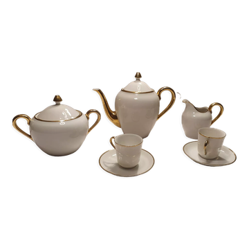 White and gold porcelain breakfast set