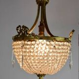Lustre en bronze et pampilles Louis XVI