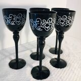 Stemmed glasses, vintage black flutes