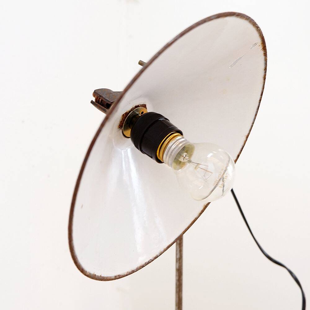 Industrial desk lamp with cobalt blue enamel shade - 1950s