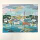 Oil on canvas port with sailing boats