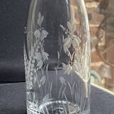 Liqueur carafe in engraved crystal & silver metal