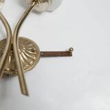 Pair of brass and glass wall lights 1960