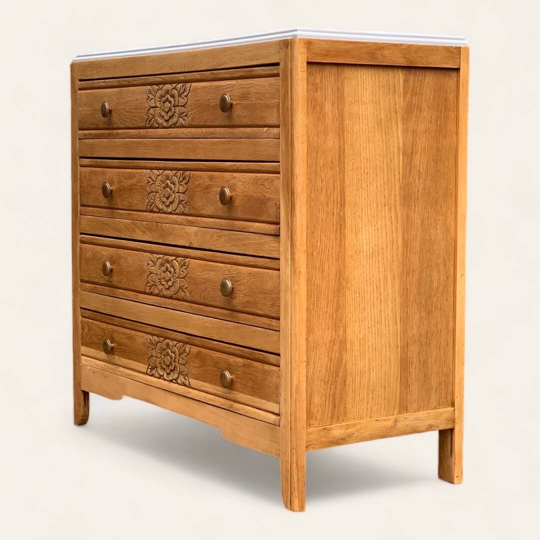 Art deco raw oak chest of drawers 1930