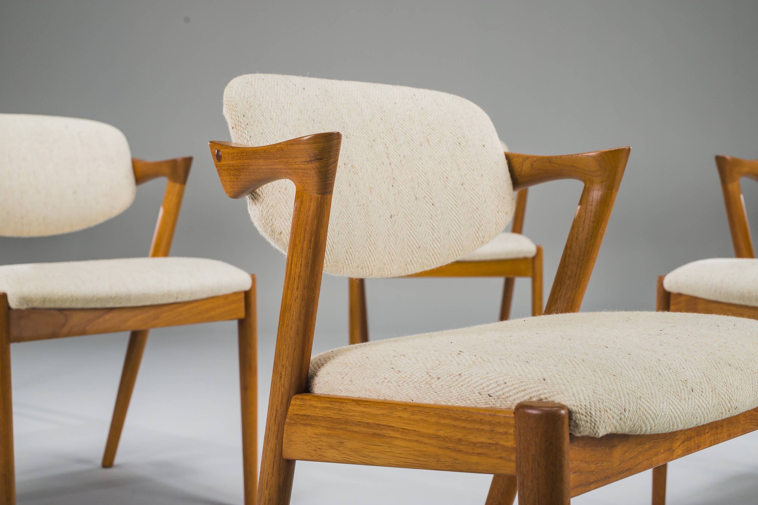 Dining Chairs Model 42 in Teak, Kai Kristiansen for Schou Andersen, 1960s,