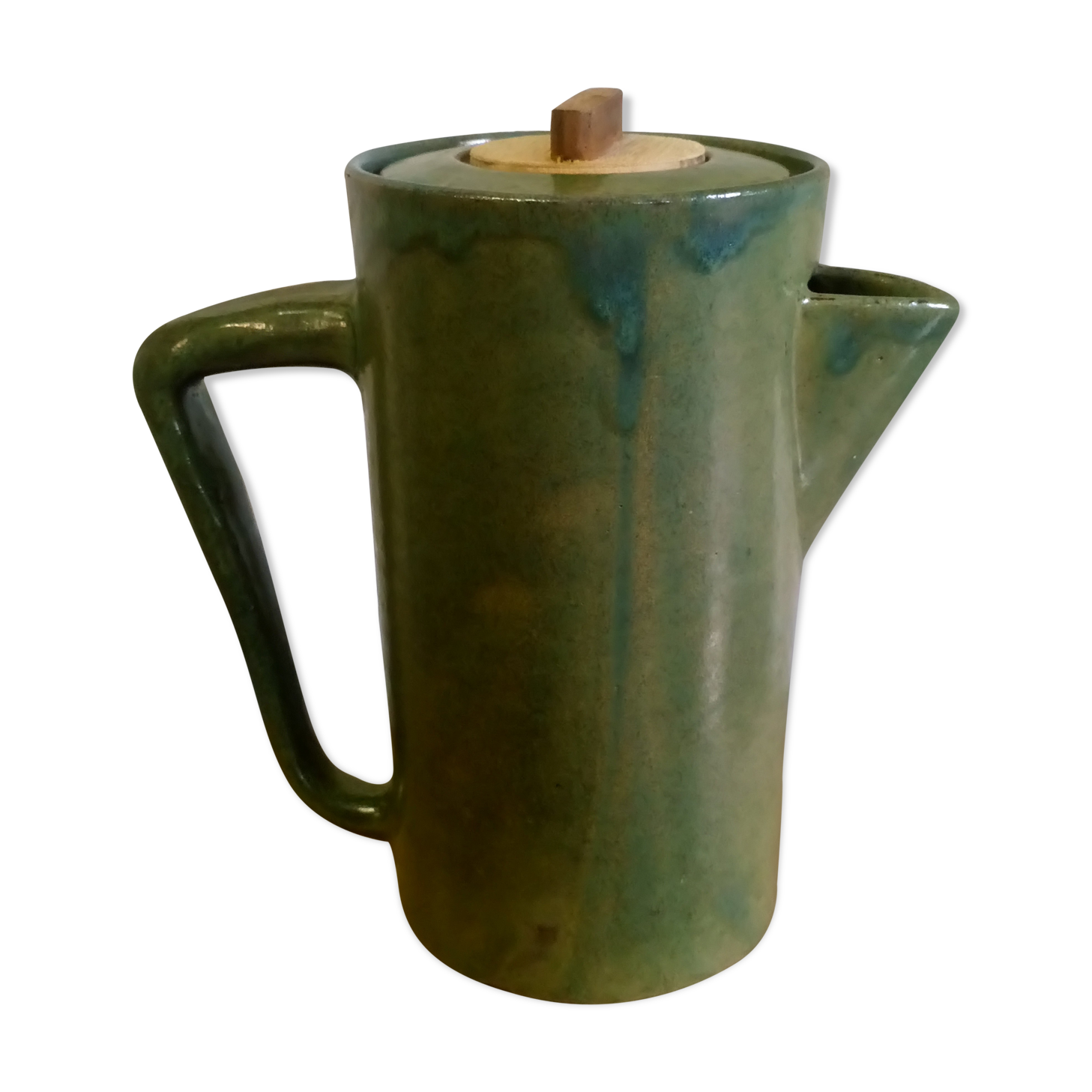 Green emailed sandstone teapot