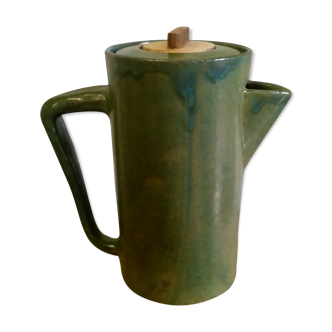 Green emailed sandstone teapot