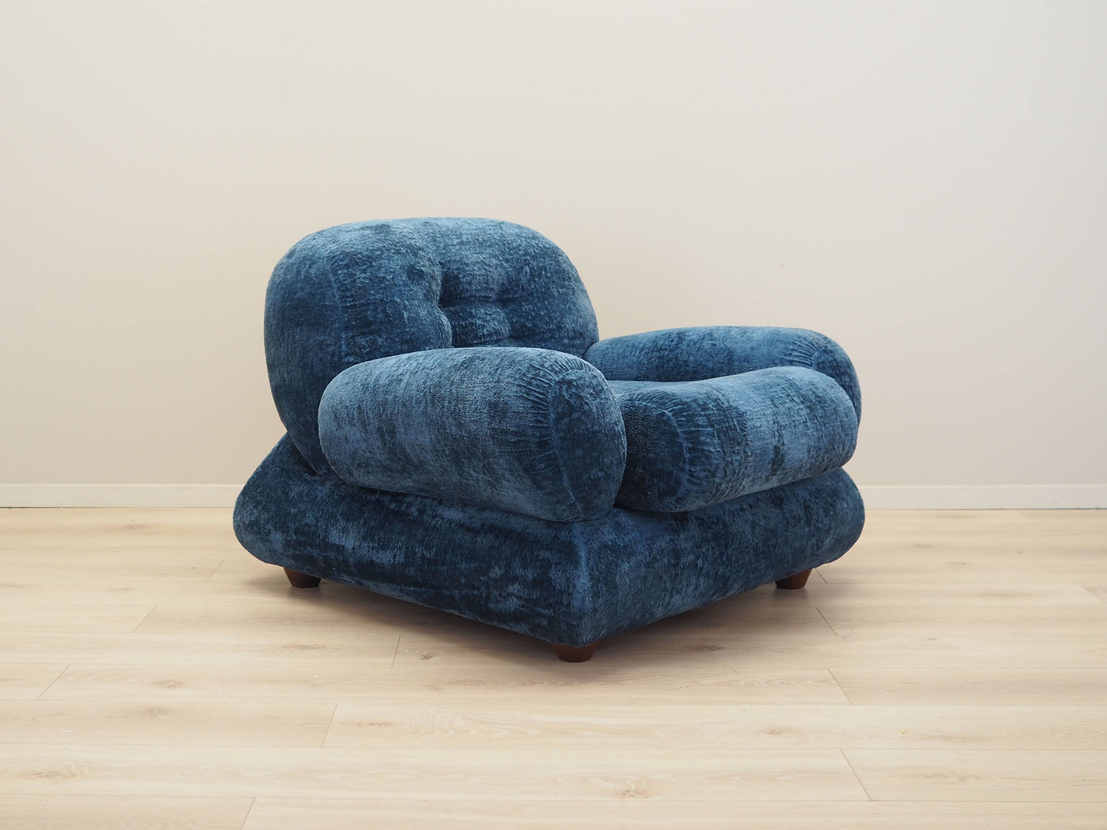 Blue armchair, Italian design, 1970s, production: Italy