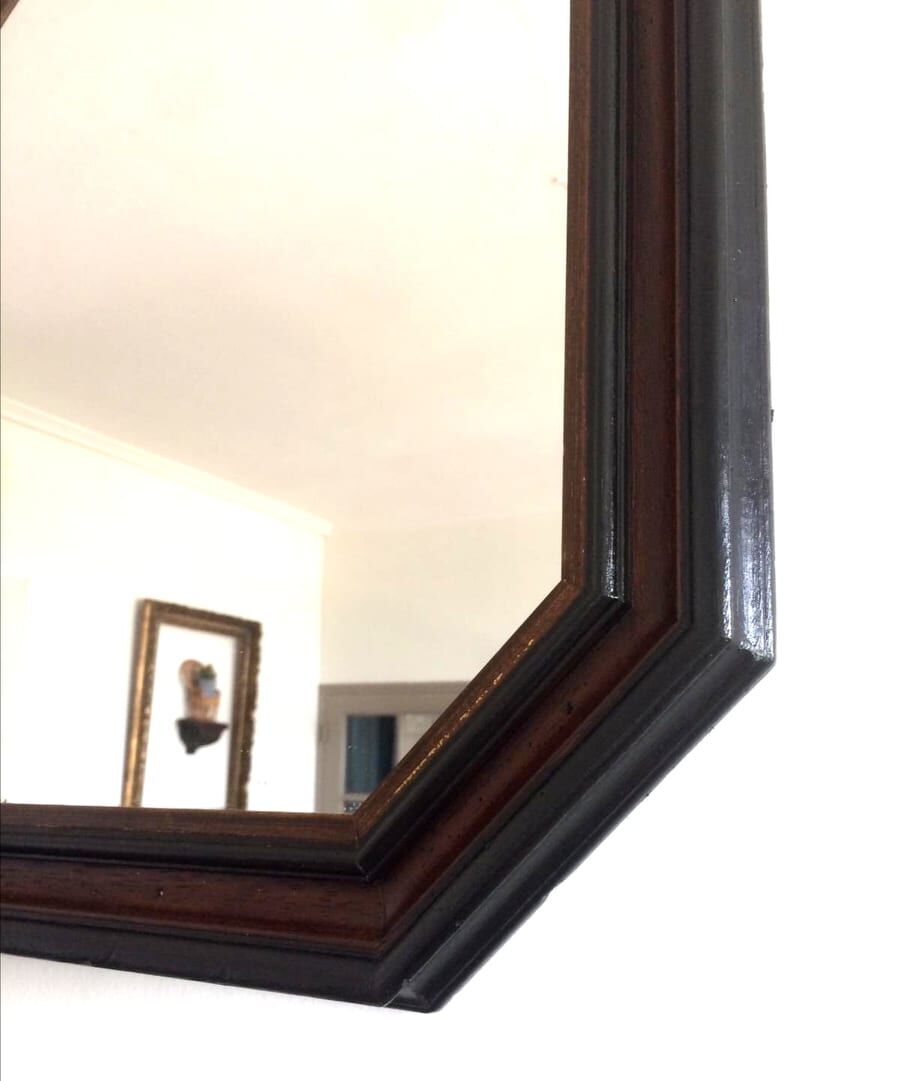 Hexagonal wooden mirror 1950